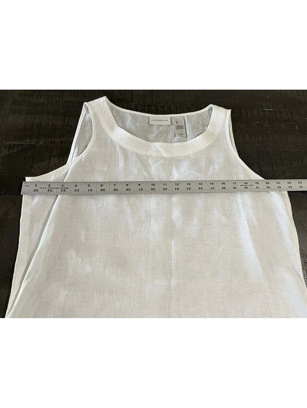Liz Claiborne White Linen Women's Sleeveless Blouse Large Top